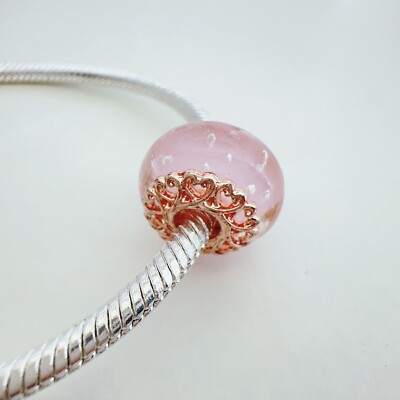 new Authentic Pandora  Rose gold Pink Murano Bead Charm