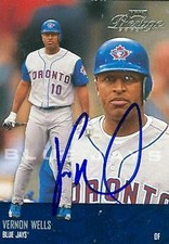 Vernon Wells autographed Baseball Card (Blue Jays) 2003 Playoff Prestige #91