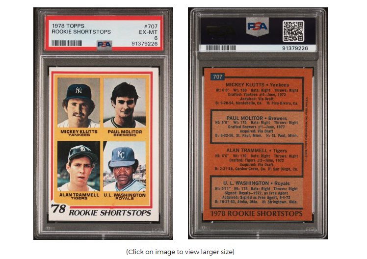 1978 Topps - Rookie Shortstops #707 Paul Molitor, Alan Trammell