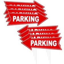 8 Pcs Parking Sign with Stake Directional Arrow Signs with Stakes 17 x 6 Inch...