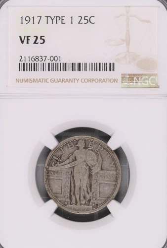 1917 Type 1 Standing Liberty Silver Quarter NGC VF-25 #7-001