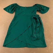 Shein Women's Medium (US 6) Green Sweetheart Neck Butterfly Sleeve Wrap Dress