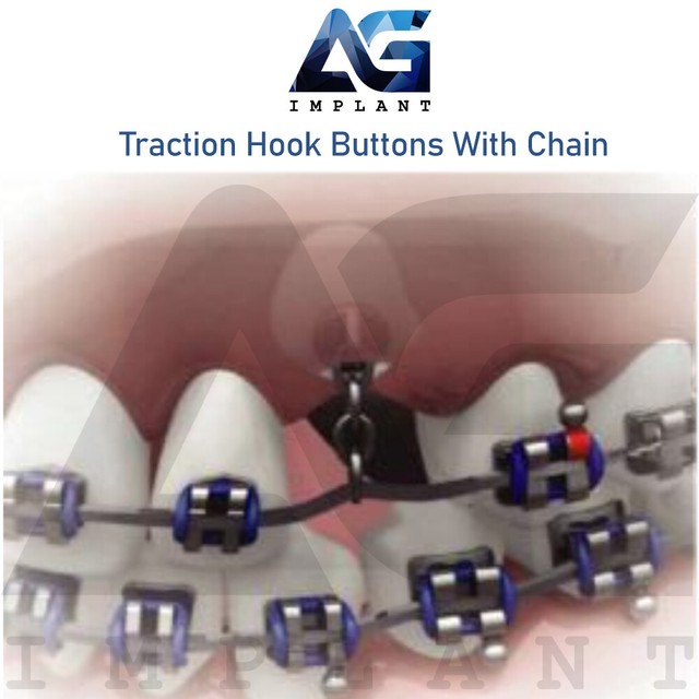 Traction Hook Eyelet Button With Chain Round Base Brackets Orthodontic Dental eBay