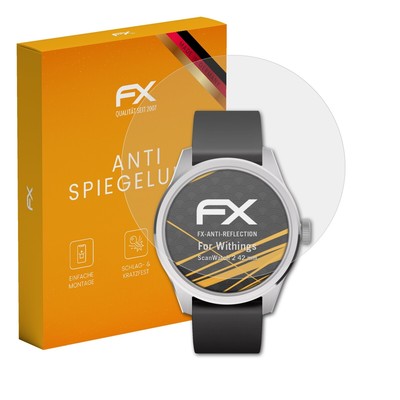 atFoliX 3x Displayfolie für Withings ScanWatch 2 42 mm Schutzfolie matt&stoßfest