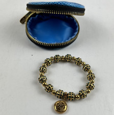 Rustic Cuff bracelet Gold with Green stones Beautiful. Elastic band  Case