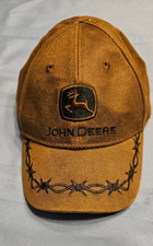 John Deere Boys Toddler Hat Brown Barbed Wire Oilskin Adjustable Strap