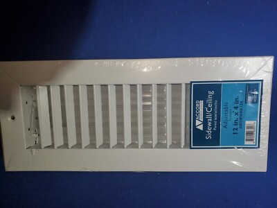  Accord Ventilation 12-in x 4-in Steel 2-way Sidewall/Ceiling Register in White 