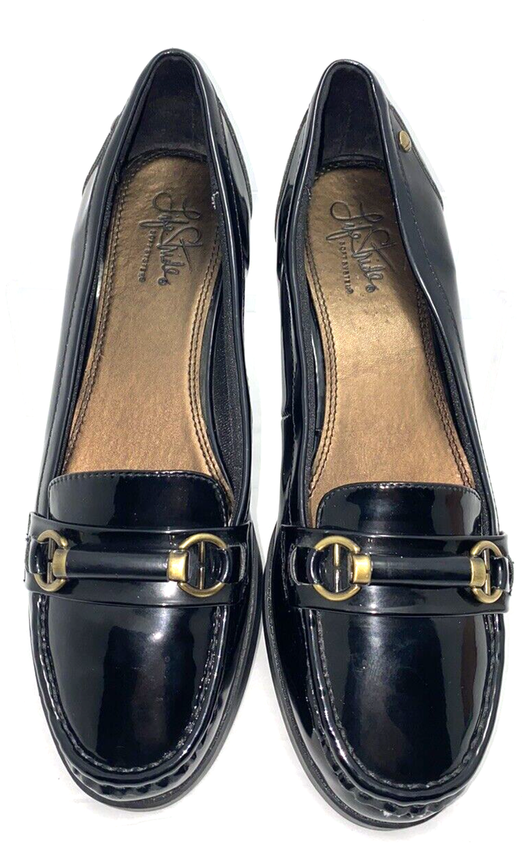 Life Stride KISSED Women's Loafer Size 10M Black Patent B*O