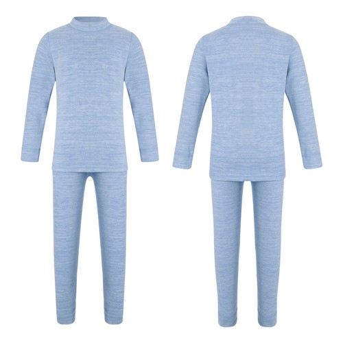 Girls Boys Pajamas Elastic Waistband Pants Base Layer Suit Solid Color Winter - Picture 35 of 65