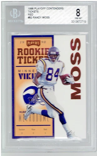 Randy Moss 1998 Playoff Contenders Rookie Ticket Red #92 BGS 8 Near Mint Rookie