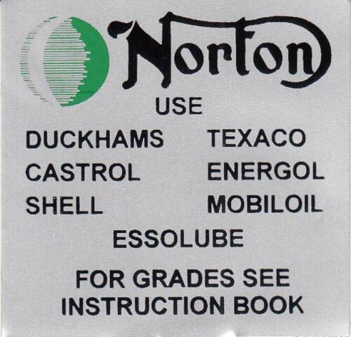 1972-74 Norton Commando 750, 850, (1) OEM OIL Recommendations Top Frame Decal - Picture 1 of 2