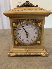 Vintage Hand Painted Mantel Clock With Analog Quartz Movement