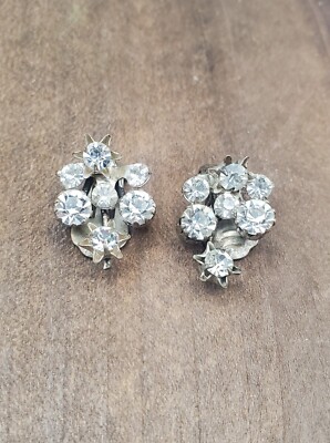 Vintage Rhinestone Clip On Earrings - Marked Austria