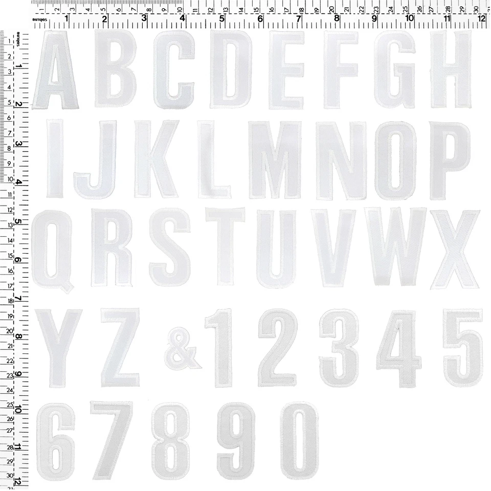 #282IR Blanco Número Letra Alfabeto A-Z Coser Hierro en Parche Apliques Insignia 2" de Alto