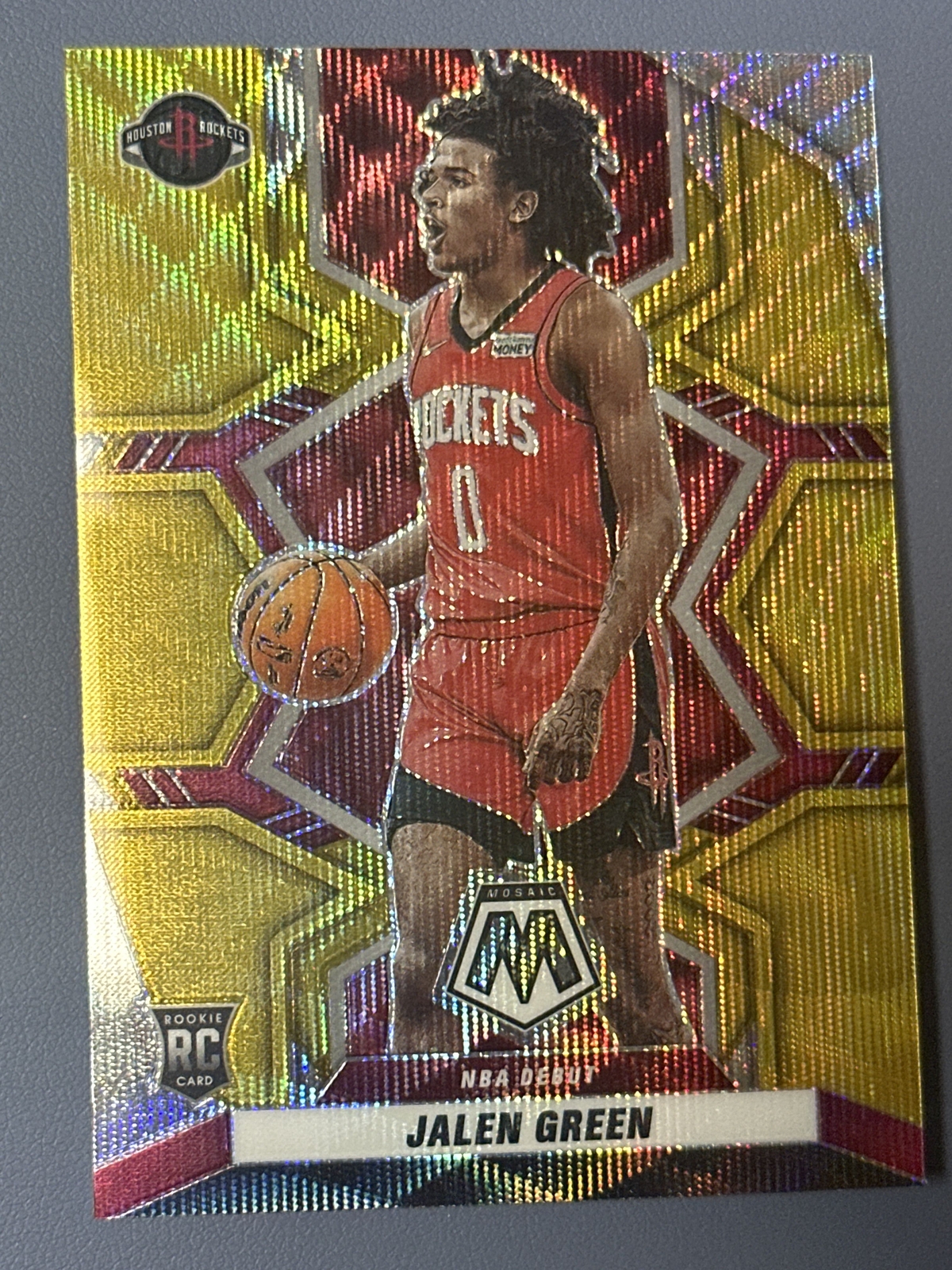 2021-22 Panini Mosaic #262 Jalen Green Rookie RC GOLD Wave Prizm SSP Rocket