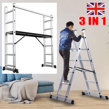 3-in-1 Working Platform Ladder Decorator Bench Folding Scaffold Tower With Wheel