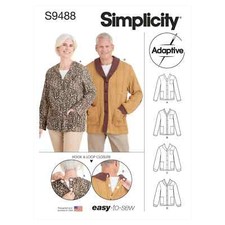 388 SIMPLICITY S9488 UNISEX ADAPTIVE CARDIGAN SIZE XS - XL