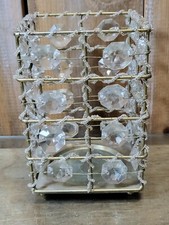 Crystal Beaded Candle Holder Banquet Table Centerpiece Pillar 6.5" tall