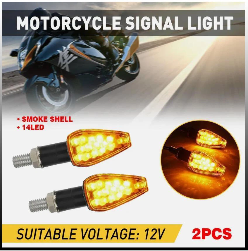  2*Universal Mini Amber Motorcycle LED Turn Signal Blinker Light Kit - Image 2 of 4