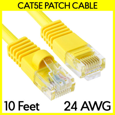 10FT Cat5e Patch Cord Yellow Cat 5e Ethernet Cable RJ45 Internet NAS Modem Cord