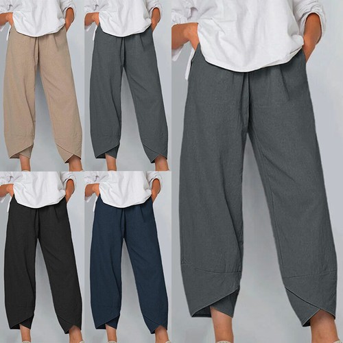 Women's Wide Leg Pants Ankle Casual Loose Fit Solid Pants Cropped Summer Fashion - Bild 12 von 21