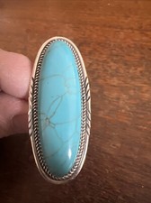 Native American Womens Navajo Blue Green Turquoise Beautiful Large Ring Sz 8.5 A