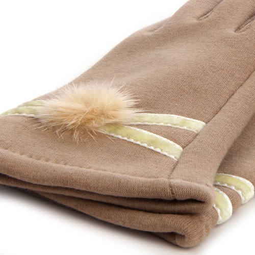 Elegant Women's Winter Thermal Gloves with Velvet Ribbon & Pom - Diff Colors - Picture 5 of 25