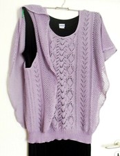 Poncho,Strickjacke,Fledermaus,Sommer Handarbeit,Exklusiv Gr. 52-54 in Flieder