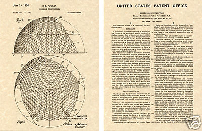 GEODESIC DOME US PATENT Art Print - BUCKMINSTER FULLER Building READY TO FRAME!!