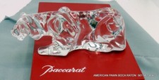Baccarat Crystal Crouching Tiger Paperweight Vintage 1980 s French Signed