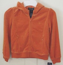 RALPH LAUREN GIRLS ORANGE VELOUR HOODED JOGGING SWEATJACKET SIZE 5 NEW WITH TAGS