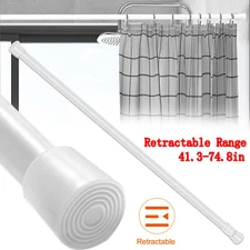 41-75" Retractable Tension Curtain Rod Spring Load Curtain Pole Heavy-Duty Steel