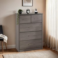 Lisbon 3+2 Drawer Chest Black Wood Grain Bedroom Storage Cabinet Modern