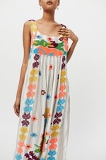 Urban Outfitters "Rivera" beautifully embroidered linen blend dress EUC Medium