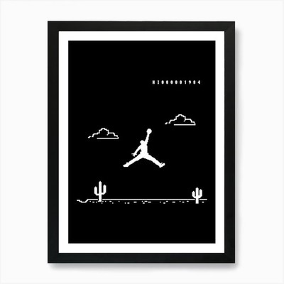 Jordan Jump - Jordan Jumpman Pixel gerahmtes Wandbild Poster Leinwanddruck Bild