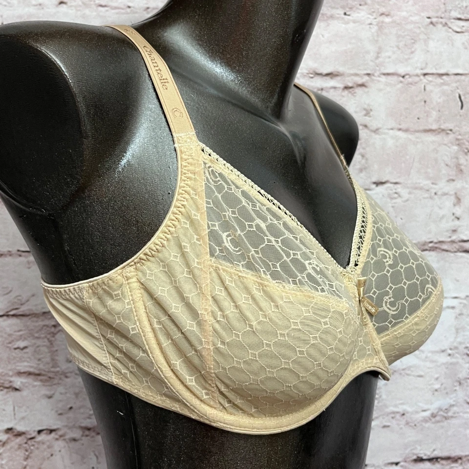 Sujetador Chantelle 36D C Chic 3582 Soporte Completo Cobertura Encaje Sin Acolchado Beige Foto 2 de 4