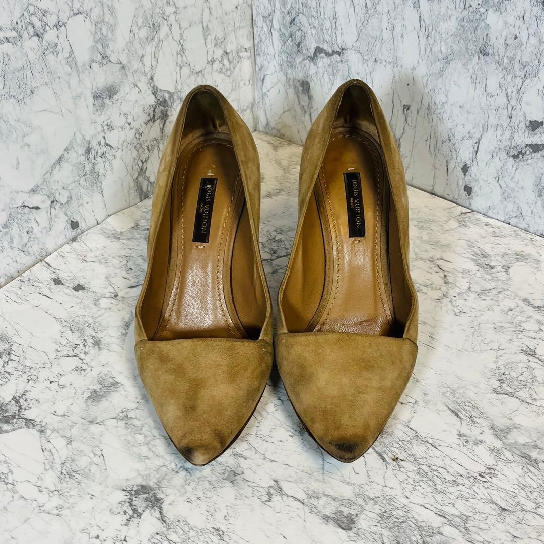 Louis Vuitton Women's Pumps Pointed Toe Suede Size:34.5/JP:22 Beige 135483K Auth thumbnail 3