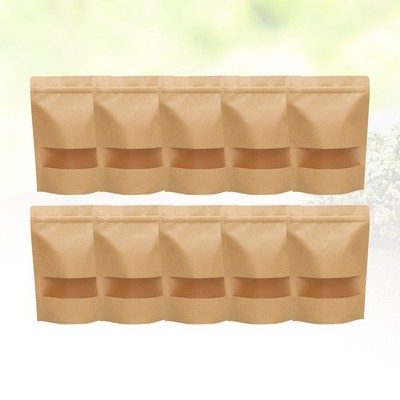 50 Pcs Kraft Paper Standing Packaging Bags with Zipper Seal for Food Cookies