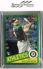 Topps #85TC-30 Sheldon Neuse 1985 Topps Chrome Green Refractor (Series 2) #/99