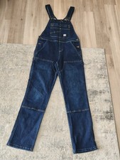Carhartt Relaxed Fit OR4044-W Denim Bib Overalls Womens Size XS 0-2 