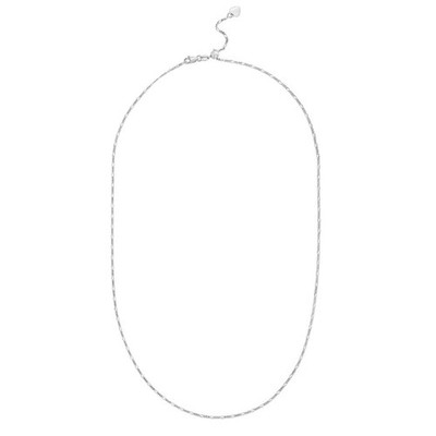 1.5mm Adjustable Rhodium Flat Figaro Chain Real Sterling Silver 925 Up to 22''