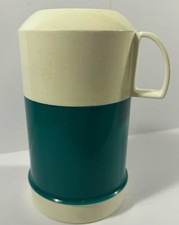 Vintage THERMOS 10-OUNCE INSULATED VACUUM FOOD JAR, Teal/White, Excellent