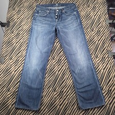 Vintage 7 For All Mankind Slouchy Made in USA Jeans Mens 32 White Button Fly Y2K