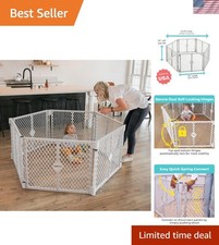 Toddleroo 6-Panel Baby Playard - 18.5 Sq Ft Portable Playpen, Light Gray