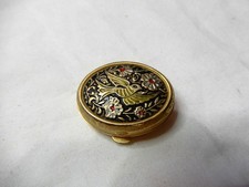 Vintage Goldtone Enamelled LOVE BIRD ~ Pill Box / Trinket Box.