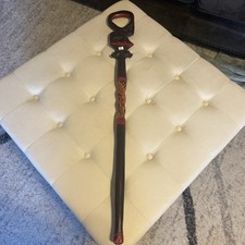 Vintage Hand-Carved Wooden Walking Stick 36  Tribal Cane w/ Elephant Design Kenya