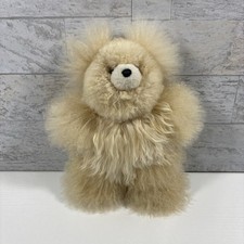 Real Alpaca Fur Fluffy Tan Teddy Bear 11" Soft Cream Curly Blond Fur No Tag