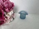 Vintage Fenton Blue Glass Top Hat Toothpick Holder Daisy and Button Pattern 2.5"