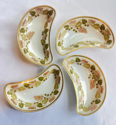 4 Beautiful Art Nouveau Haviland & Co. Limoges Crescent Bone/side Dishes
