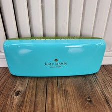 Kate Spade New York Hard Shell Eyeglass Sunglasses Case Signature Blue Green